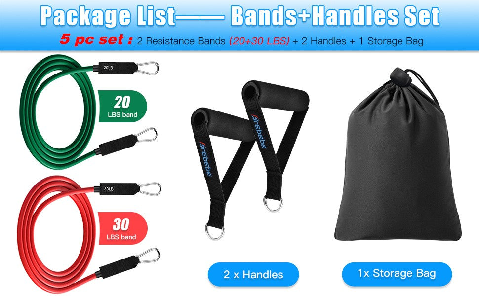Brebebe Resistance Bands with Handles for Working Out Natural Latex Exercise