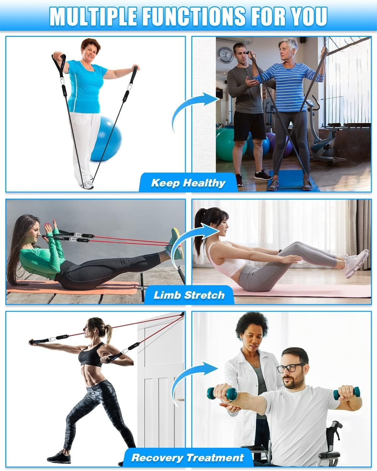 Brebebe Resistance Bands with Handles for Working Out Natural Latex Exercise